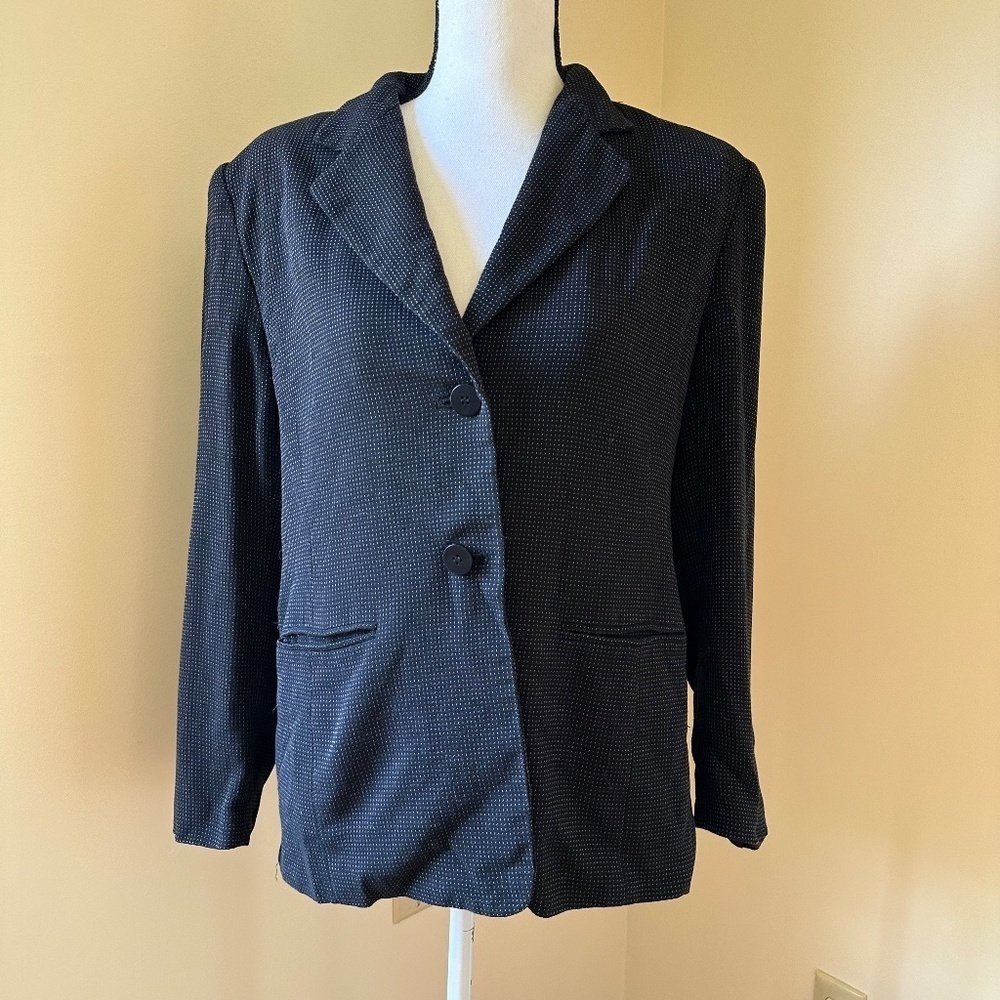 *TALBOTS* Black x White Button Down Blazer Suit Jacket Size 10